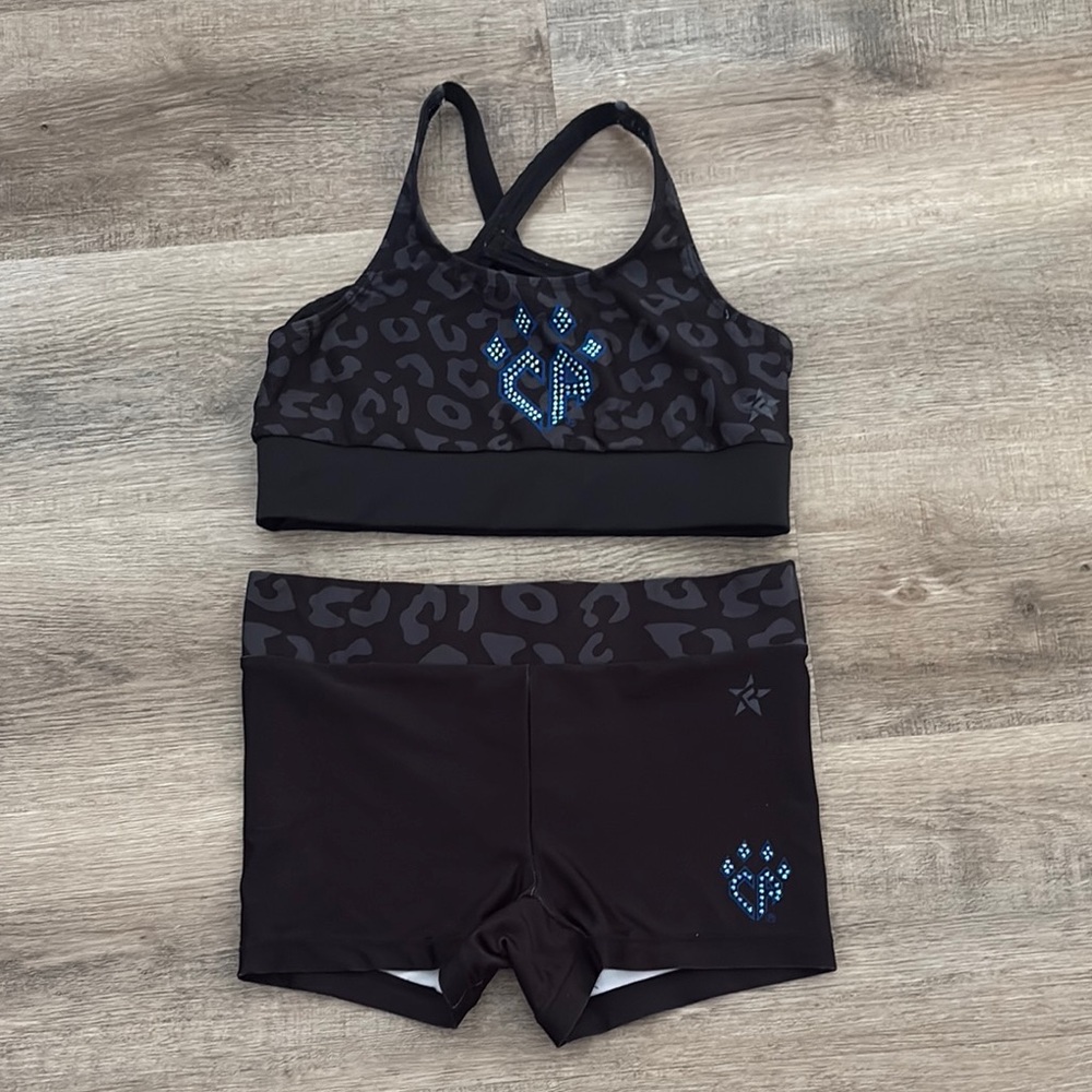 Cheer Athletics Rebel Black and Blue Leopard Print Sports Set